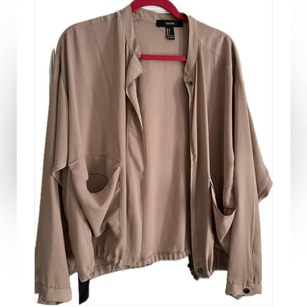 Lightweight Taupe Bomber Jacket